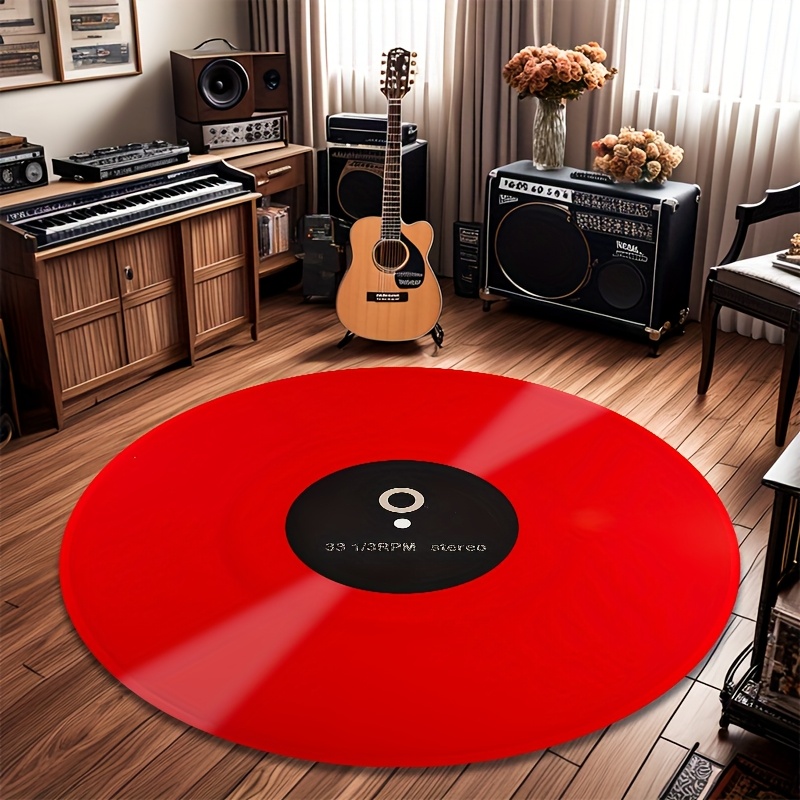 Commercial Vinyl Printing Machine - Tapis rond en vinyle rouge brillant,