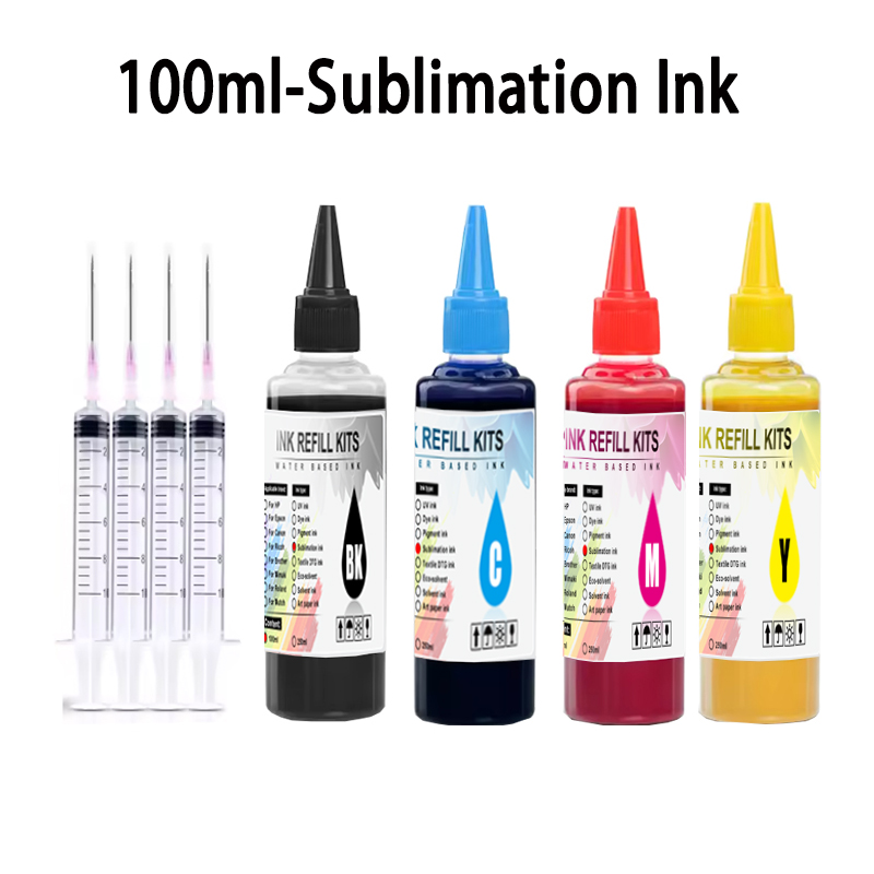 Sublimation Ink 100Ml - Encre de sublimation 100ml, 4 couleurs/ensemble,