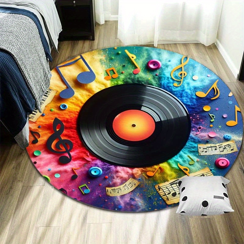 Commercial Vinyl Printing Machine - Tapis rond en vinyle motif note